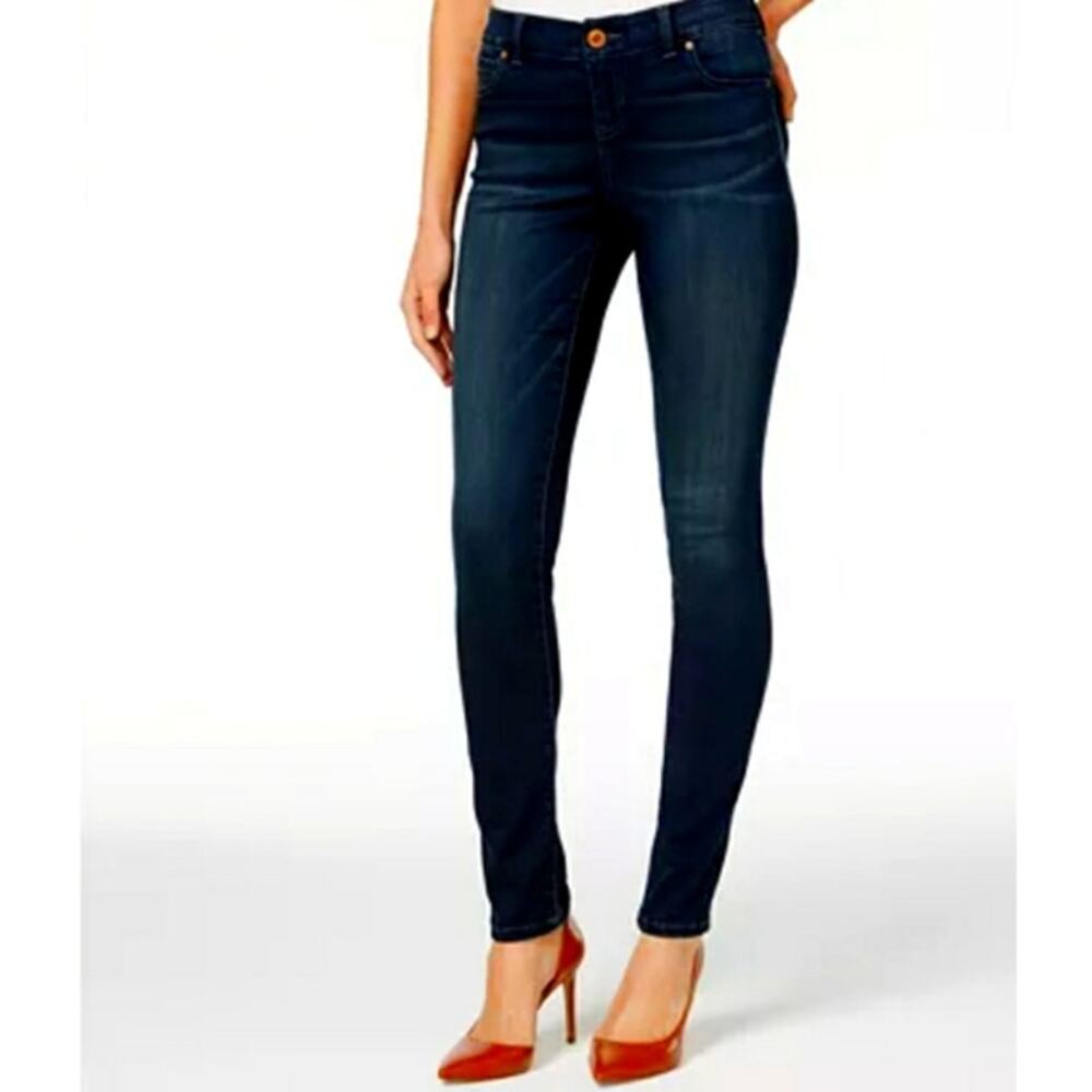 INC Skinny Leg Regular Fit Short Dark Washed Stretch Blue Jeans | Size 12S